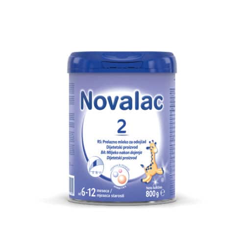 Novalac 2, prelazna mlečna formula za odojčad, 800 g, prilagođena je za ishranu odojčadi starije od 6 meseci.